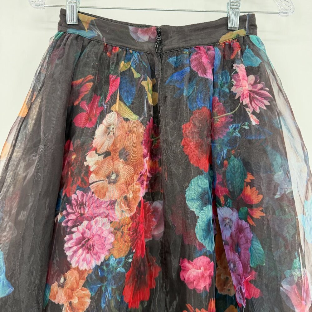 Bebe Floral Mesh Overlay Mini Skirt Skort Women’s Small High Waist Cocktail NWT - Picture 5 of 14